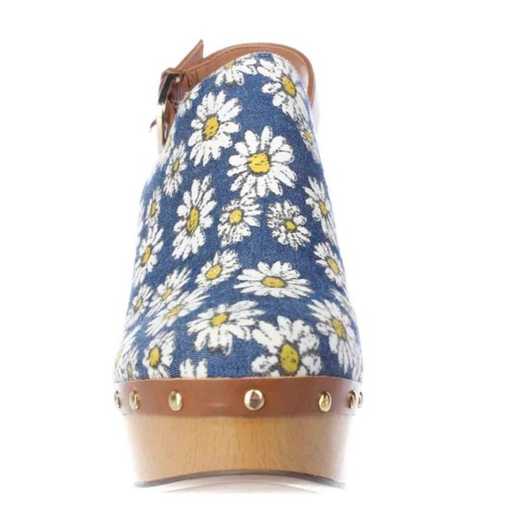 Report Mylie Blue Floral Slingback Platform Clogs - Picture 4 of 7